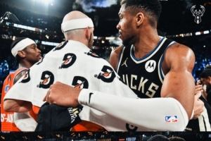 我们击败过你们呦！雄鹿官推晒NBA杯决赛图 祝贺雷霆夺得总冠军